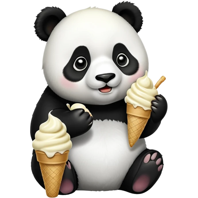 Panda eating ice cream emoji