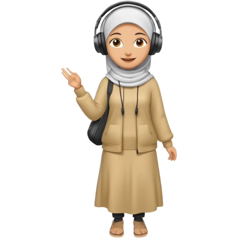 hijab DJ, headphone,  full body emoji