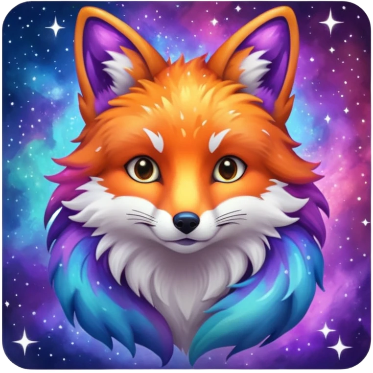 a galaxy print fox emoji