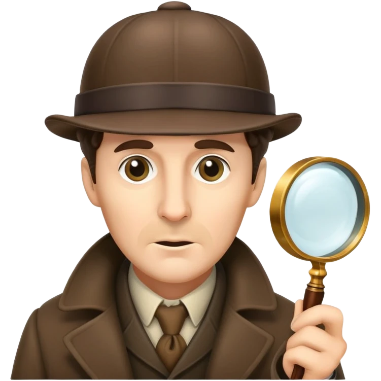 sherlock holmes with magnifying glass and deerstalker hat emoji