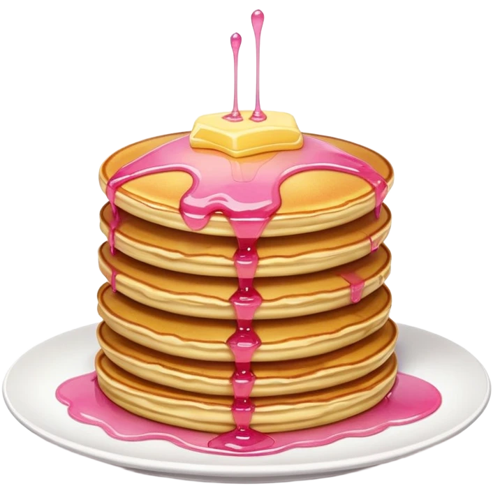 A pile of pancakes with butter on top and pink ayrope emoji