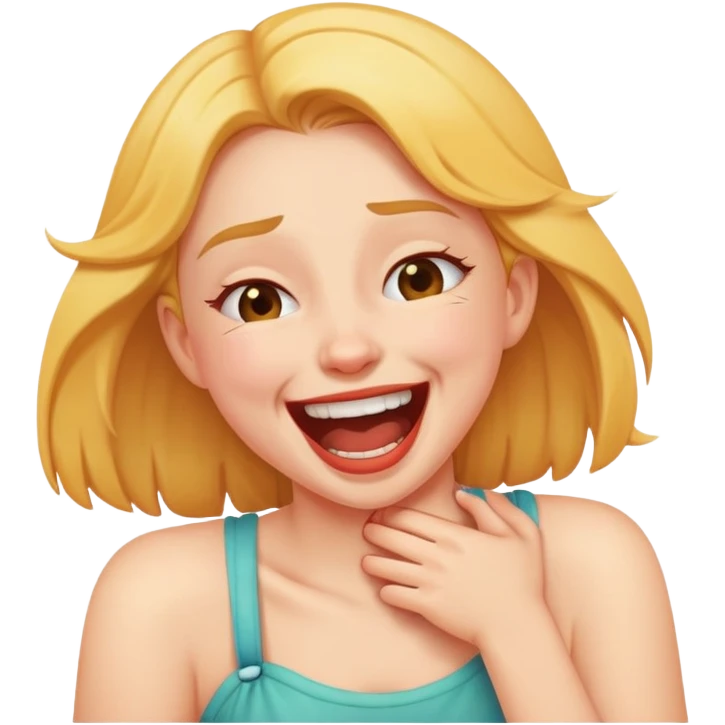 Girl choking herself laughing  emoji