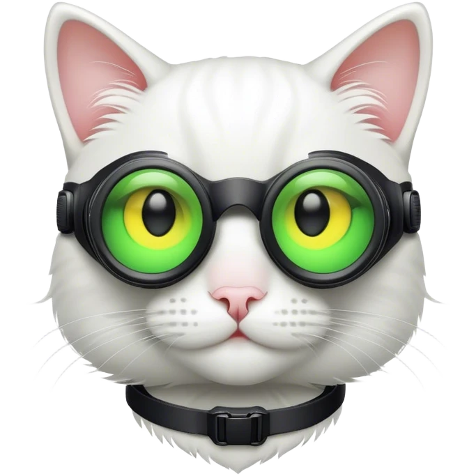 white smile kitty with nigthvision googles emoji