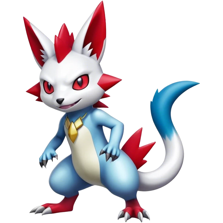 Cool Shiny Digimon-Sneasel-Zangoose-hybrid full body emoji