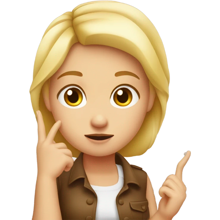 Blond girl crossing her fingers and thinking about steak dinner emoji
