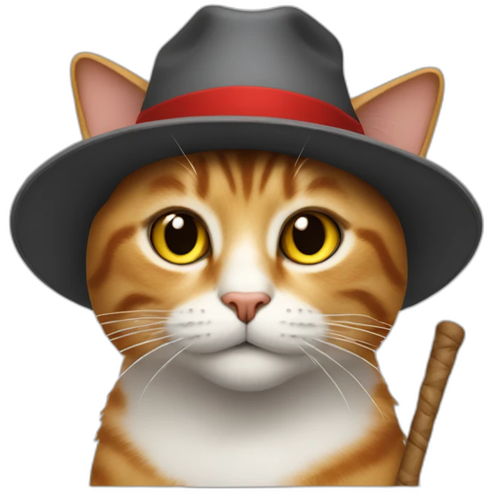 A cat with a red hat and a staff emoji