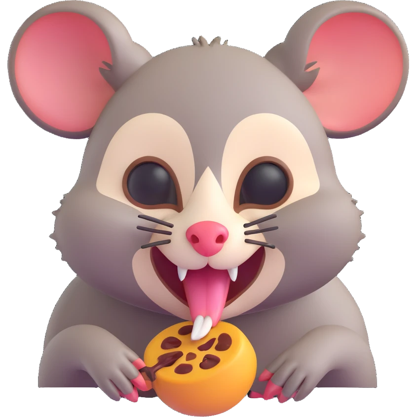possum eating a tick, 3D emoji style emoji
