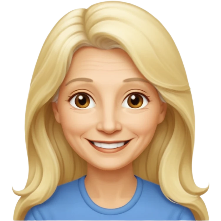 Femme 65 ans blonde cheveux long souriante emoji