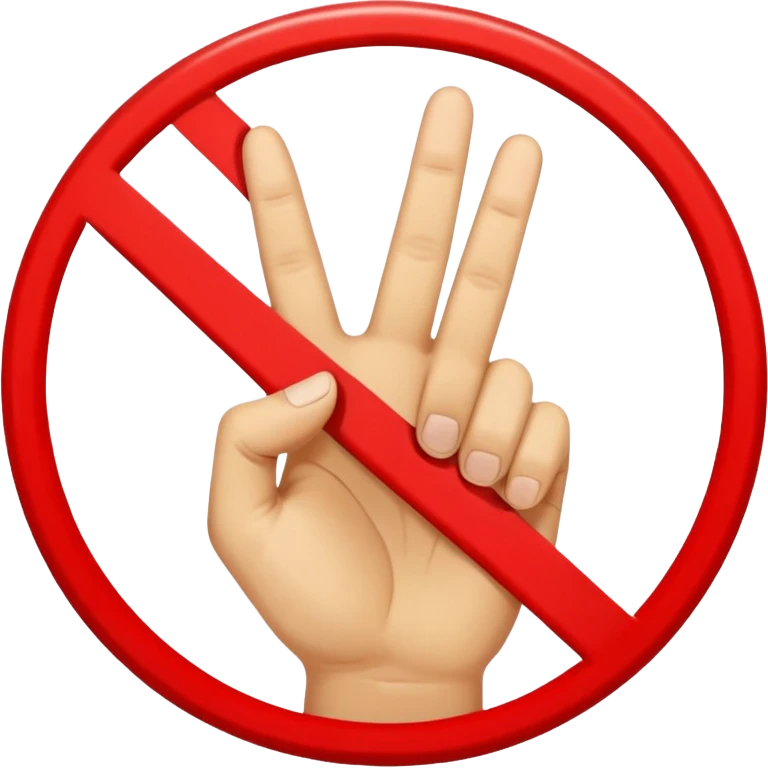invented traffic sign: red circle with two fingers crossed in X, diagonal prohibition line emoji