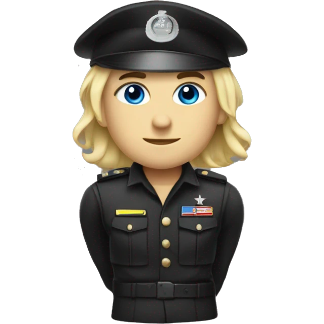 blonde hair and blues eyed special force soldier with a black uniform emoji