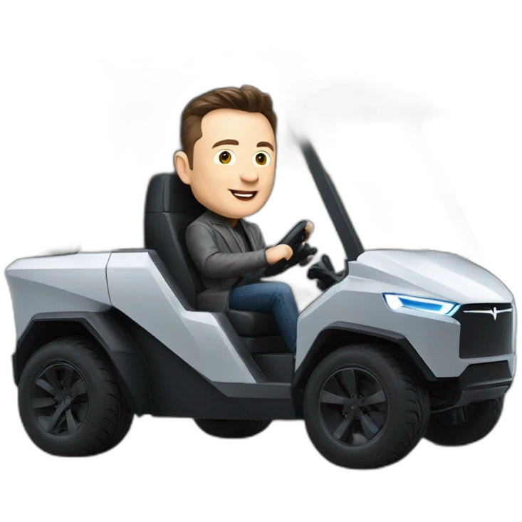Elon musk riding in a Tesla cyber truck  emoji