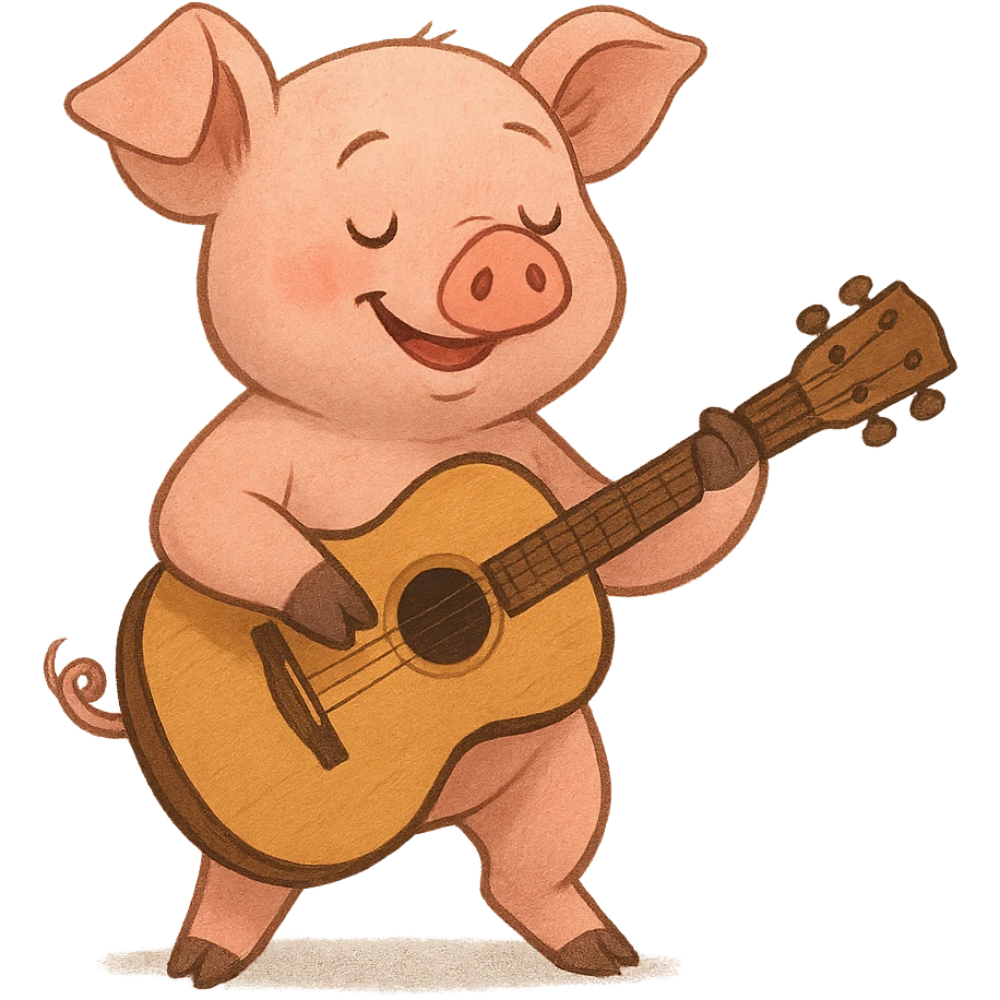 A pig playing music emoji