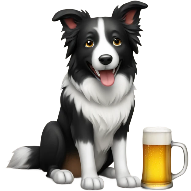 Border collie drinking a beer  emoji