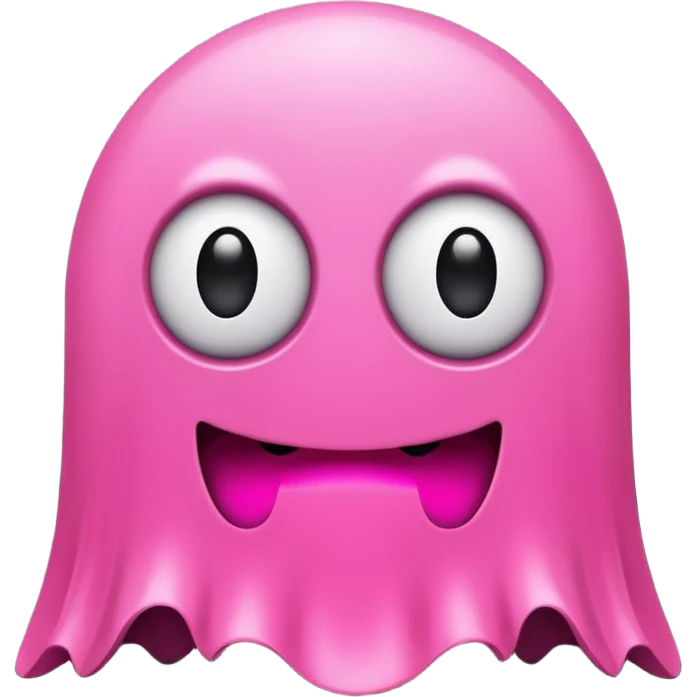 Pink Pacman ghost character with big eyelashes emoji