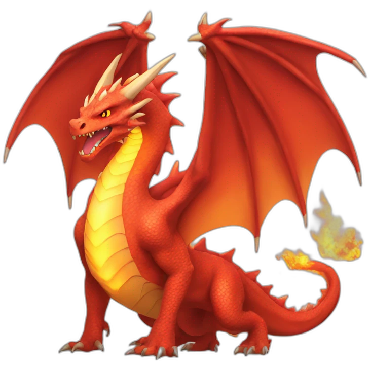 huge red Dragon Pokemon with fire emoji