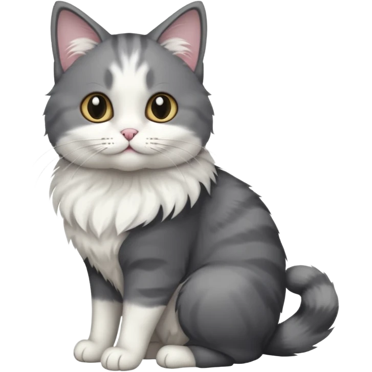 full body half dark grey and half white cat with white front legs emoji