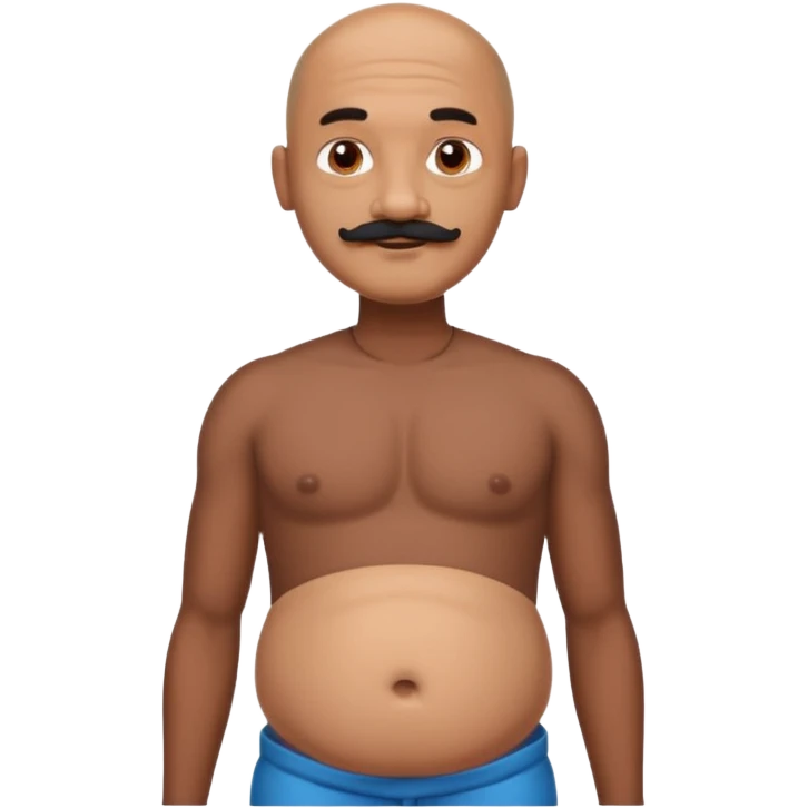 Slim Indian with belly and bald emoji