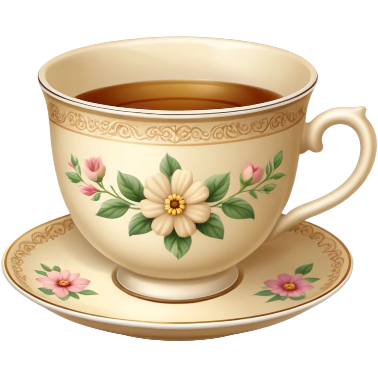 Vintage tea beige with flower design emoji