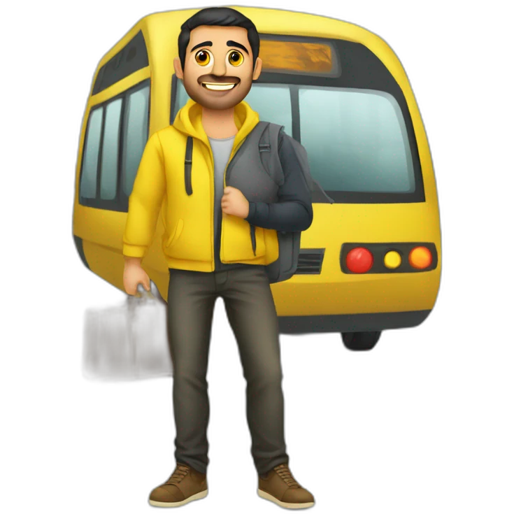 Armenian men in yellow clothing in public trasnport emoji