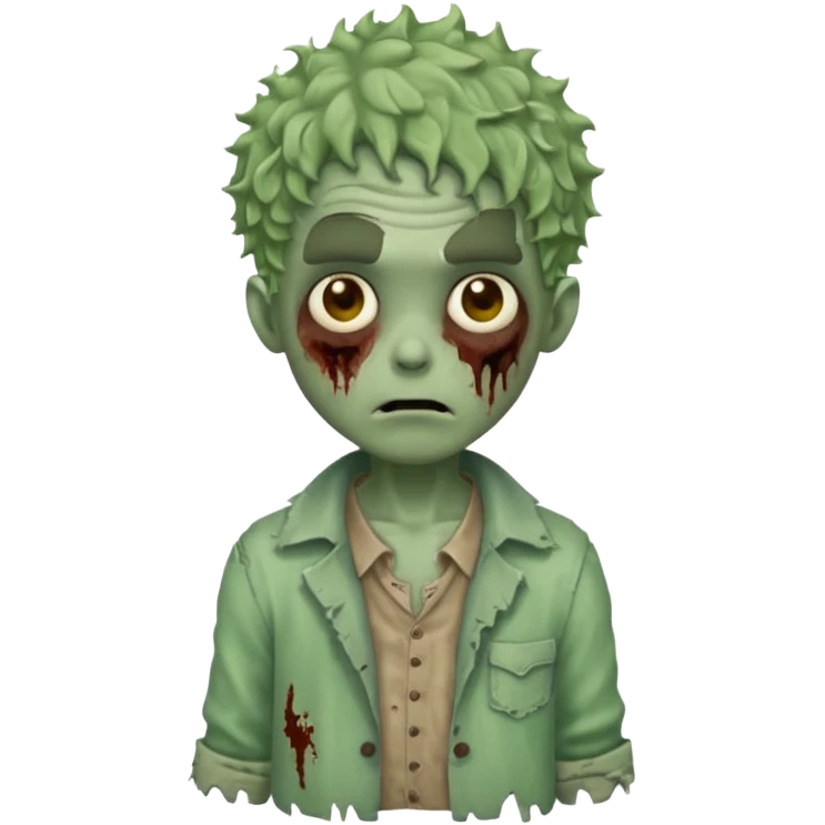 Faça um menino zumbi com cabelo cacheado  emoji