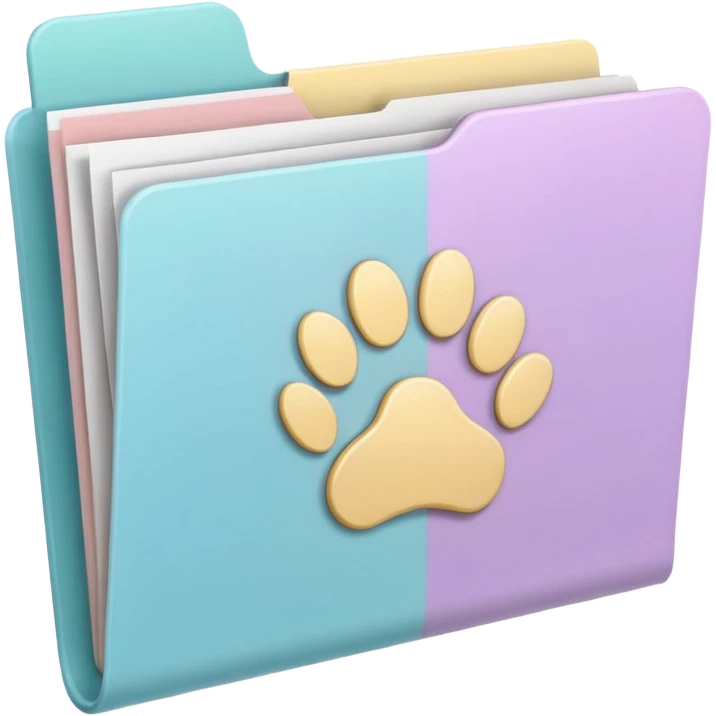 a pastel folder of documents with a pawprint on it emoji
