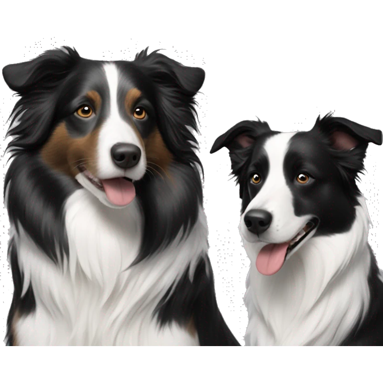 Two border collies one black and white one black with and brindle  emoji