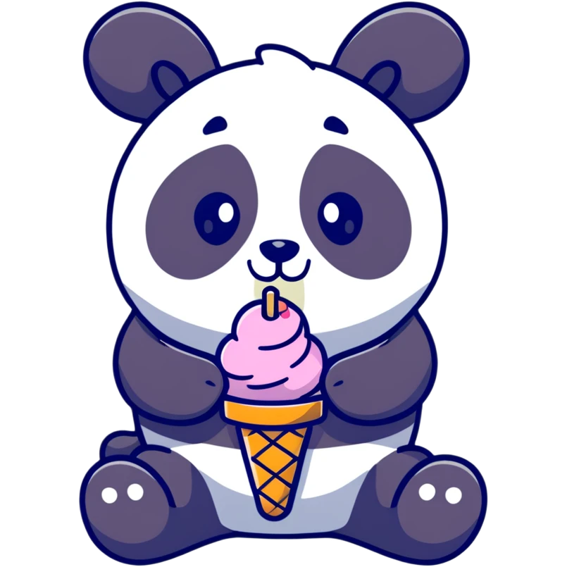 Panda eating ice cream emoji