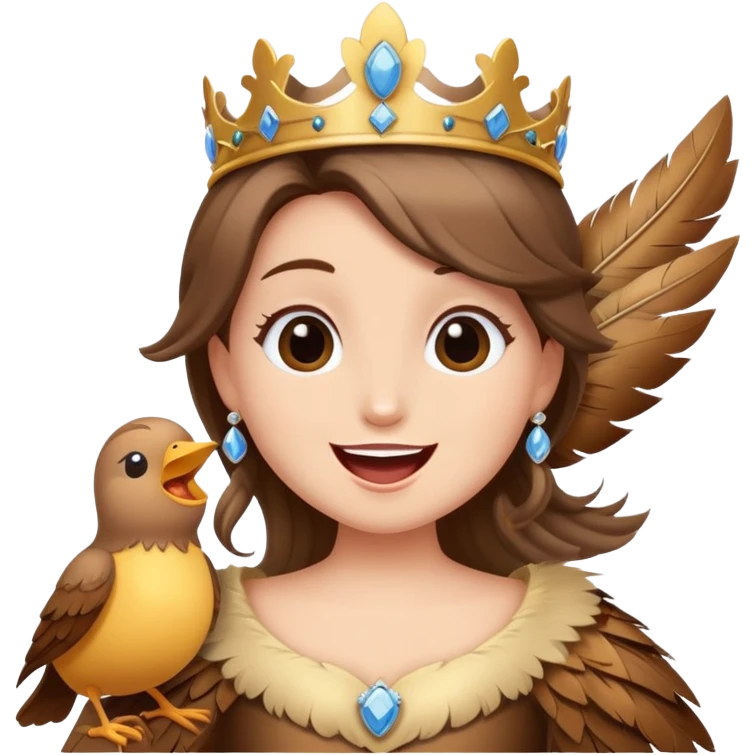  bird eating talkis while singing in a princess costume  emoji