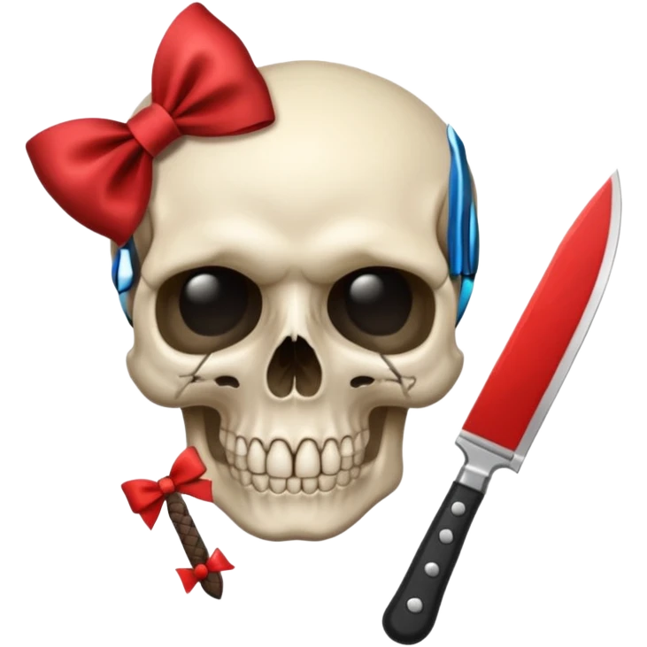 Put a bow on a 💀who is holding a knife  emoji