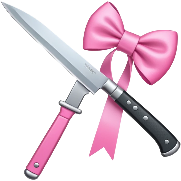 a knife with a pink ribbon bow emoji
