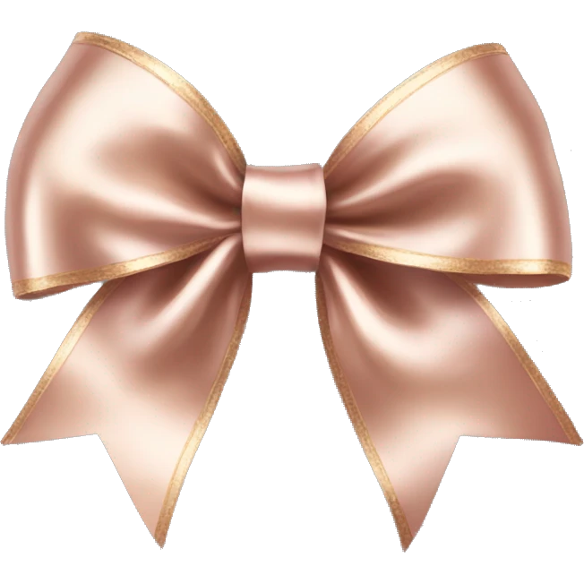 Realistic isolated rose gold ribbon bow with edges of the bow lined with white fur. emoji