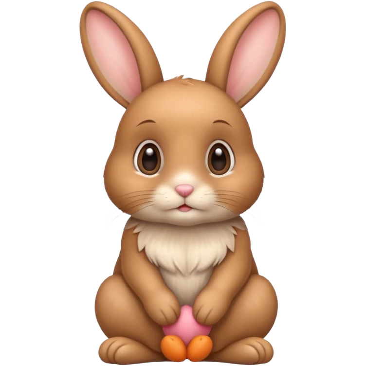 a sitting cute light brown bunny with big cute eyes  emoji