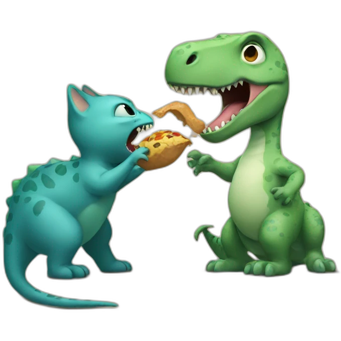Dinosaur eating a cat emoji
