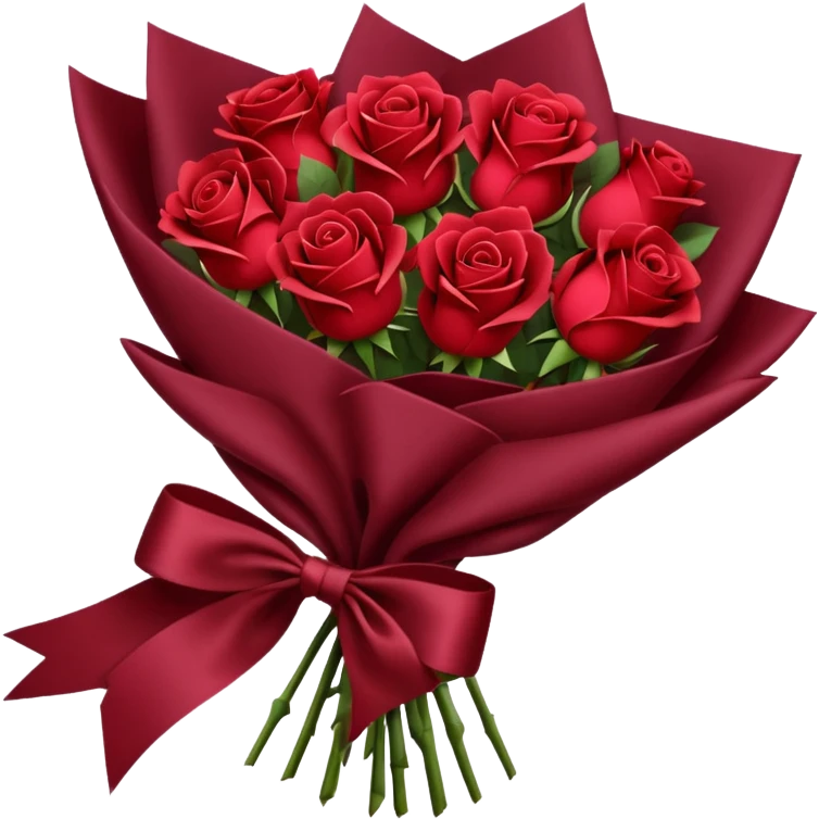 Bouquet of red roses in a burgundy package emoji