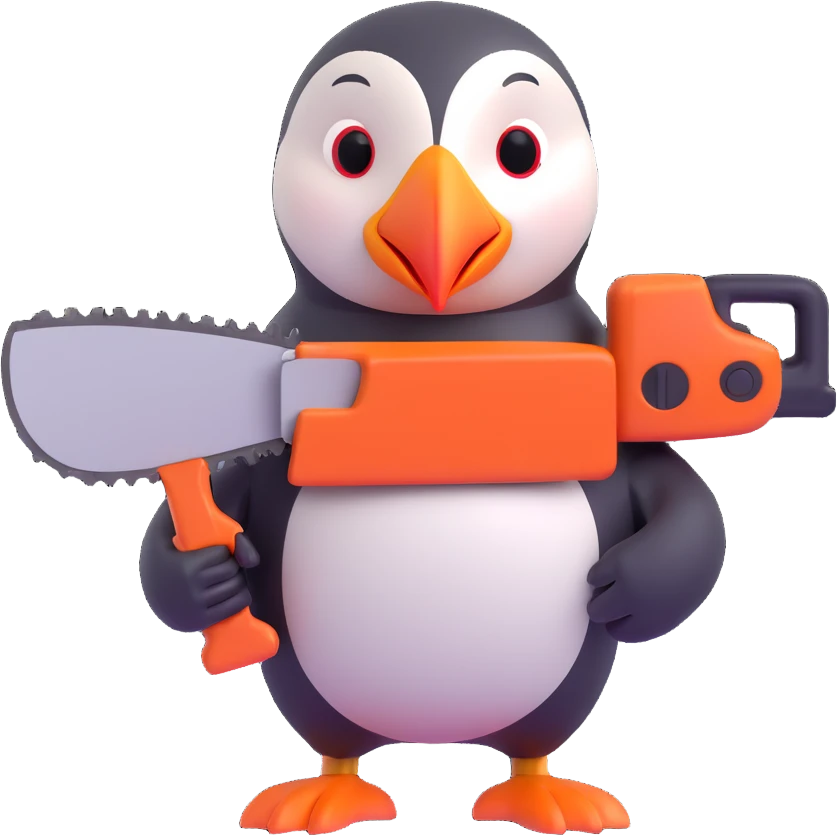 puffin wielding a chainsaw emoji
