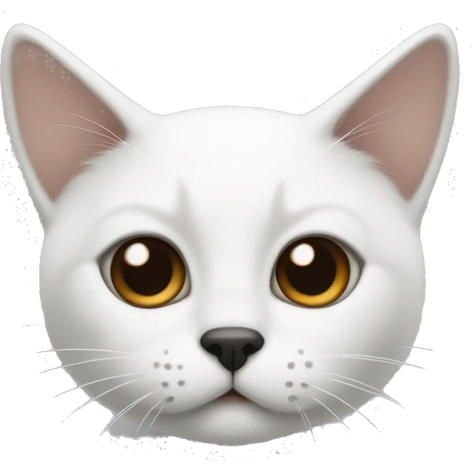 White cat with brown dot, a black nose and black ears emoji