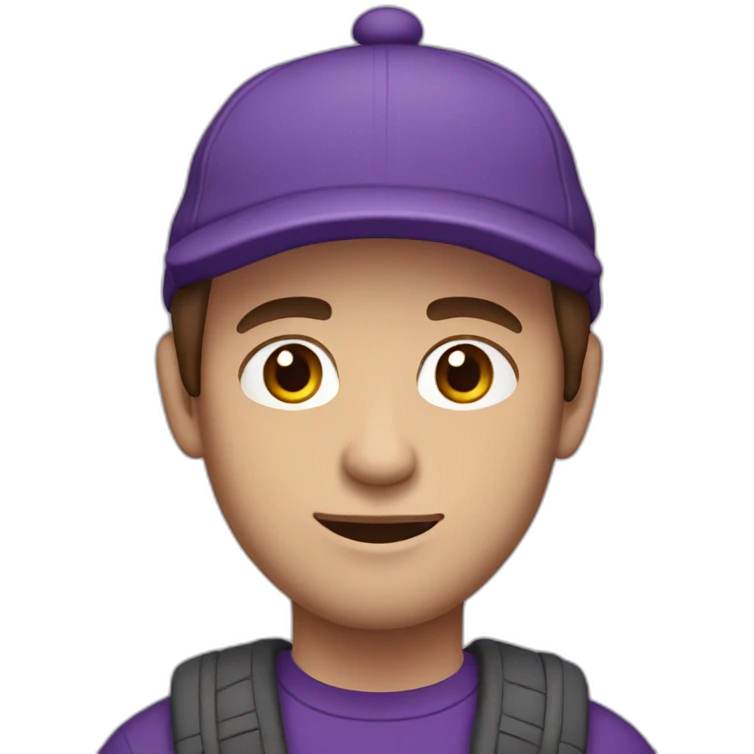 guy with brown hair and a purple cap white skin wearing a purple sweater emoji
