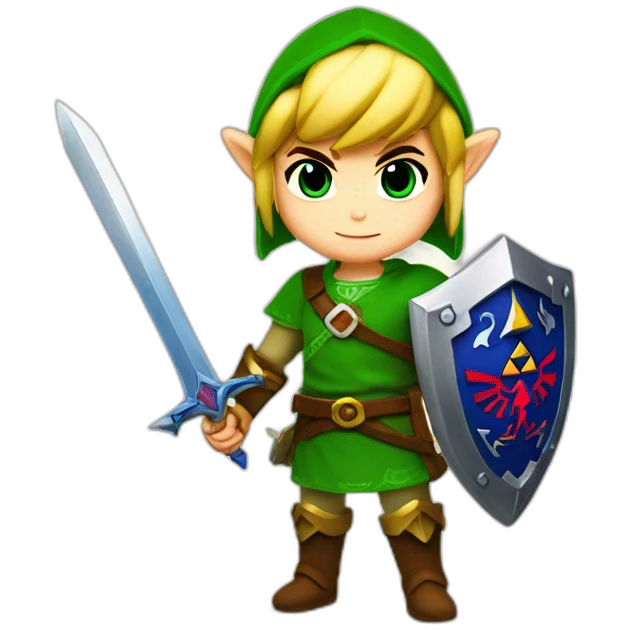 Zelda baby link standing with sword and shield emoji