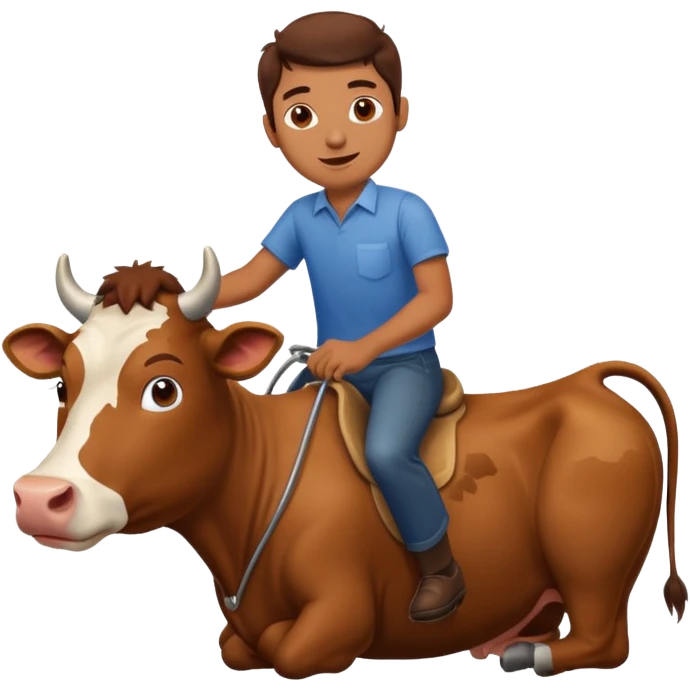 brown cow riding a man emoji