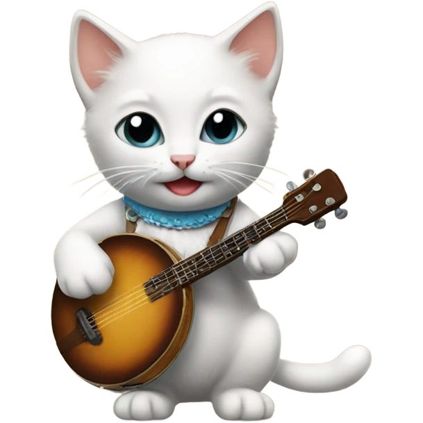 Kitten playing banjo emoji