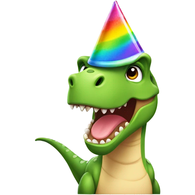 Dinosaur with birthday hat emoji