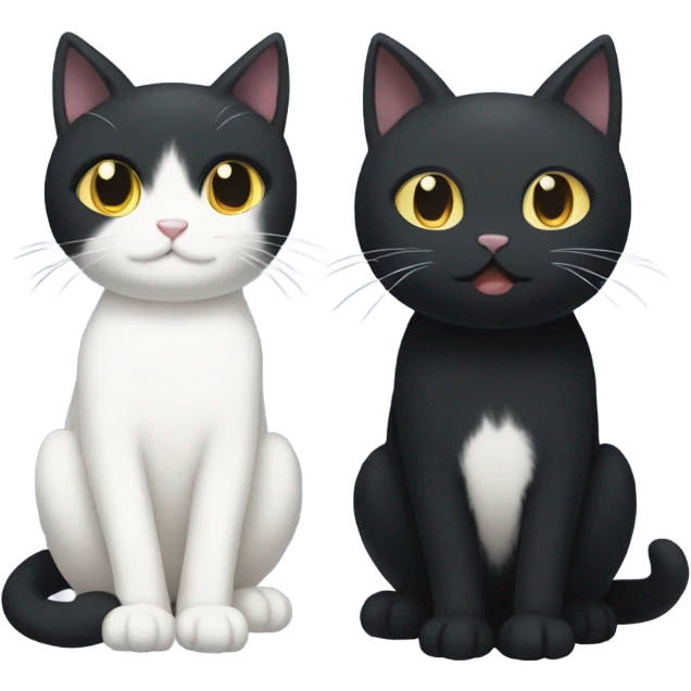 black cat and white cat ghibli style emoji