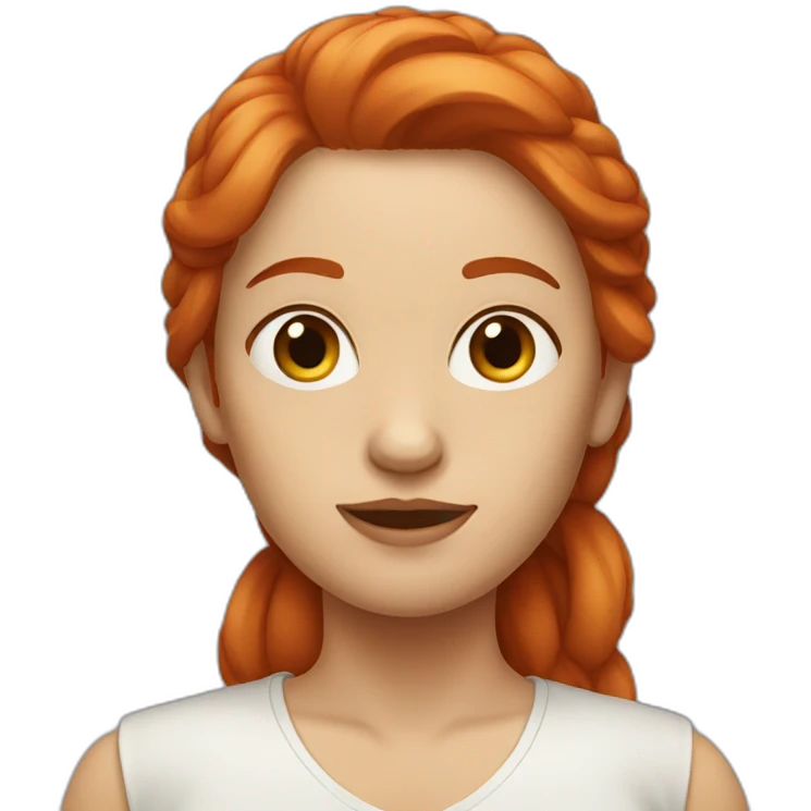 red haired woman with a big forehead emoji