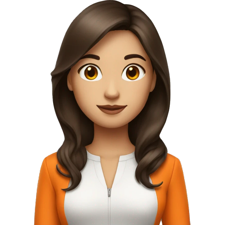 girl brunette in orange suit emoji