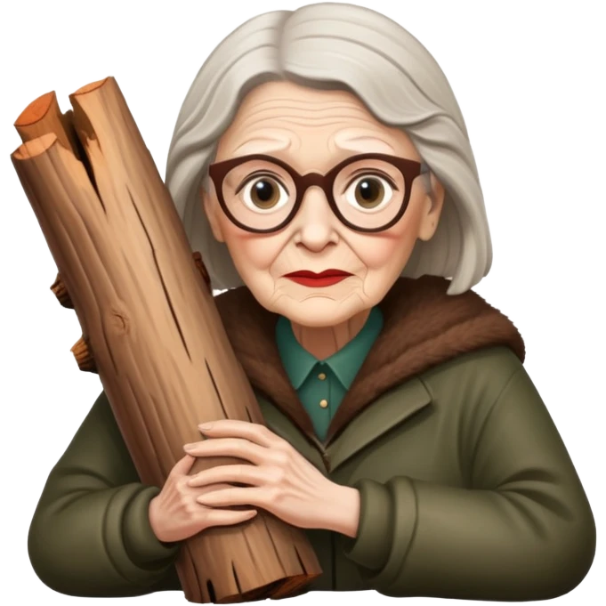 The old Log Lady from Twin Peaks serie with her log in her arms emoji