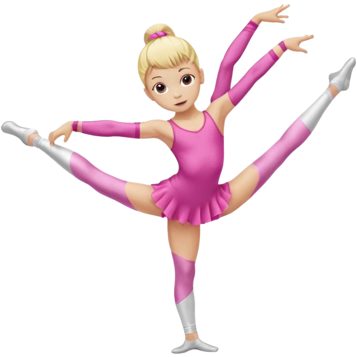 pink dancer-gymnast child with blonde hair performing a split emoji