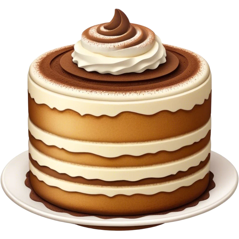 Cinematic Realistic Tiramisu Dessert Emoji, featuring layers of coffee‚Äêsoaked ladyfingers and mascarpone cream dusted with cocoa rendered with delicate textures and warm, inviting lighting. emoji