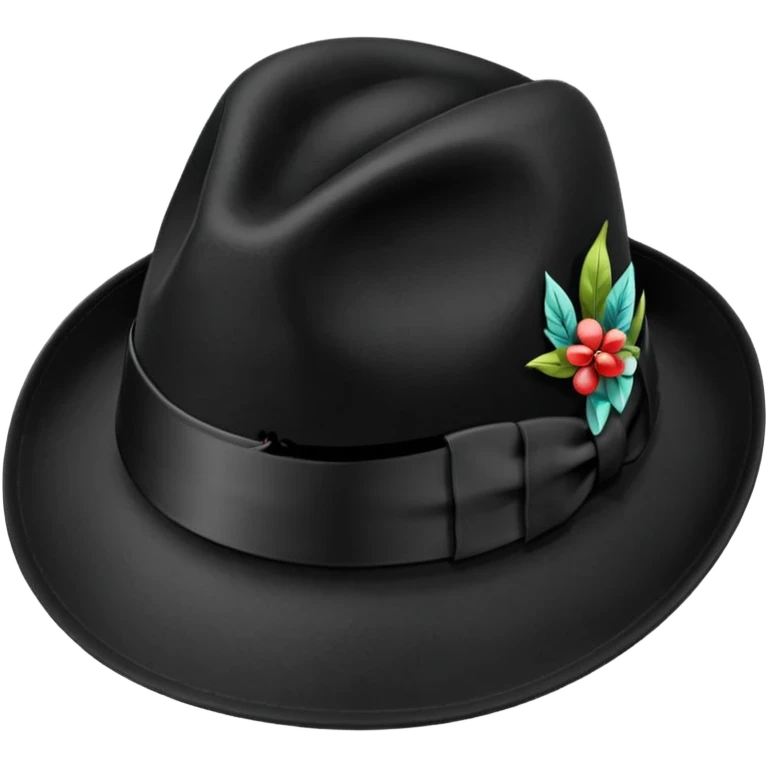 fedora, isolated, transparent background, black emoji