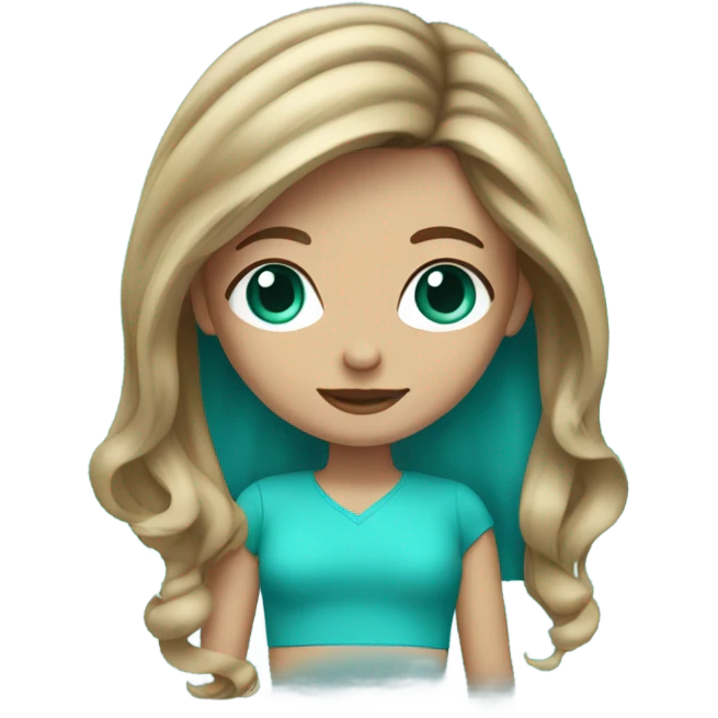 girl with medium length dark blonde hair and turquoise eyes emoji
