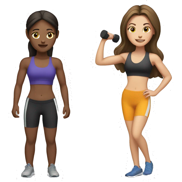 Two brunette white girls working out emoji